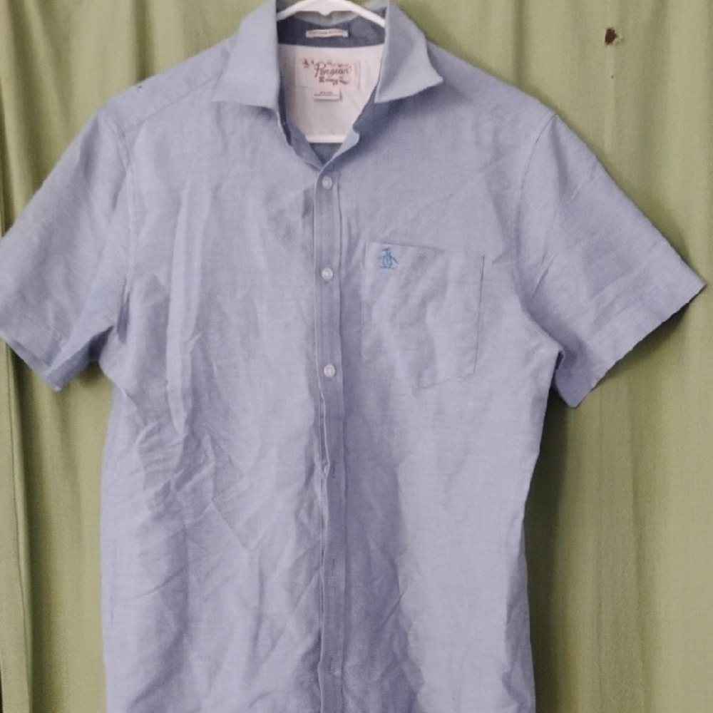 Original Penguin Men's Light Blue Short Sleeve Shirt
